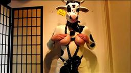 A Smoking Hot Girl In A Costume Of A Cow Is Teasing On A Webcam Squeezing Her Big Tits Yiff Furry