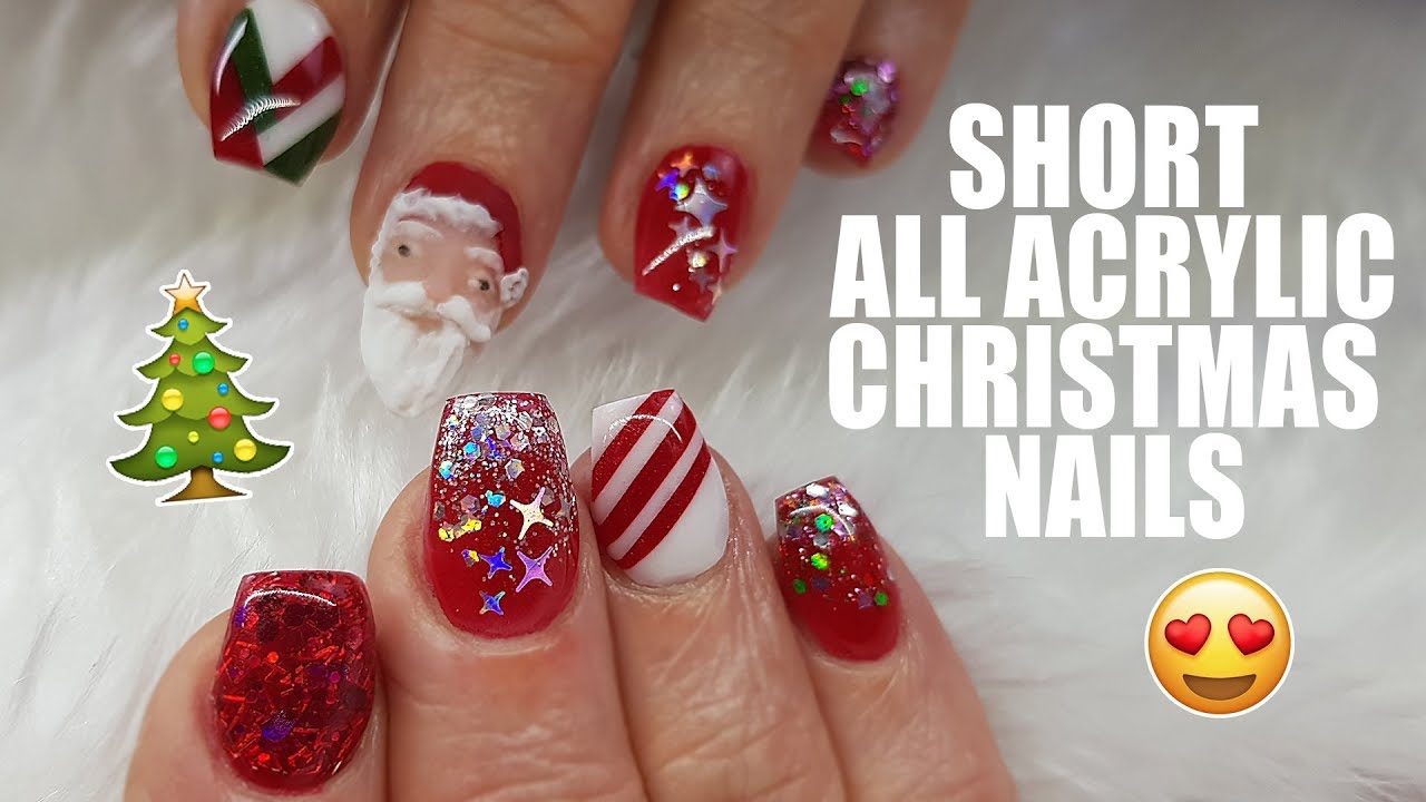 Acrylic Nails Short Nails Christmas Nails Colour Block Hand Sculpted Santa Not Polish