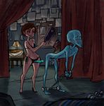 Alien Blue Skin Blush Bondage Femdom Megamind Character Roxanne Ritchi Straight Strapon Tighten