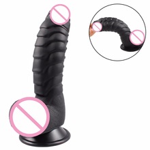 Animal Dildo Anal Plug Vaginal Massage Orgasm Silicone Penis Black Toy Dinosaur Scales With Suction Cups