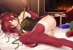 Anime Girls Fireplace Christmas Anime Stockings Sexy Wallpaper