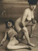 Antique Two Girls Dark Haired And Petite With Cracked Nipples Vintage