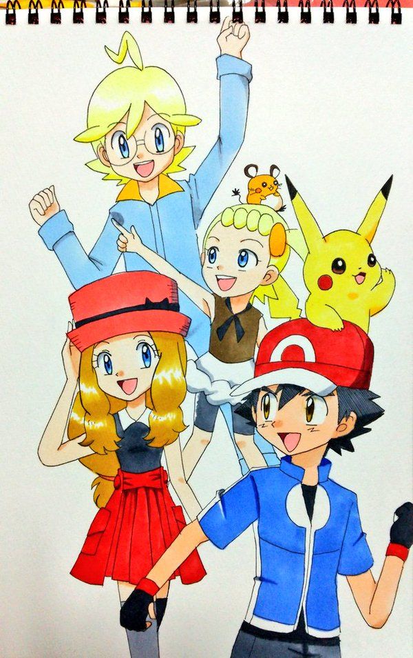 Ash And Pikachu With Their Kalos Friends Kudos To Whoever Made