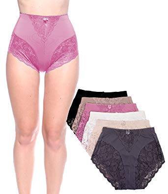 Barbras Pack Womens Light Control Full Coverage Lace Briefs Panties Small
