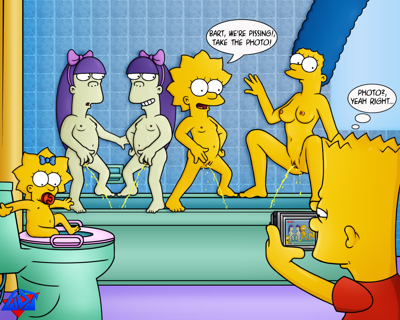 Bart Simpson Lisa Simpson Maggie Simpson Marge Simpson Sherri Mackleberry Terri Mackleberry The Simpsons Wdj