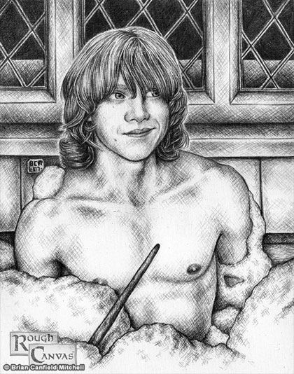 Bath Harry Potter Male Only Nude Realistic Ron Weasley Rough Canvas Solo Tagme Wand