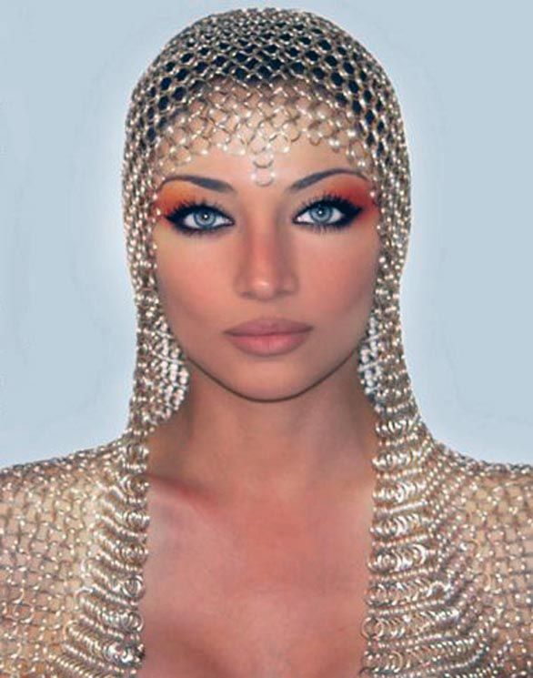 Beautiful Bohemian Gold Headress Top Worn Persian Model Claudia Want Colored Contacts Like These Eyes