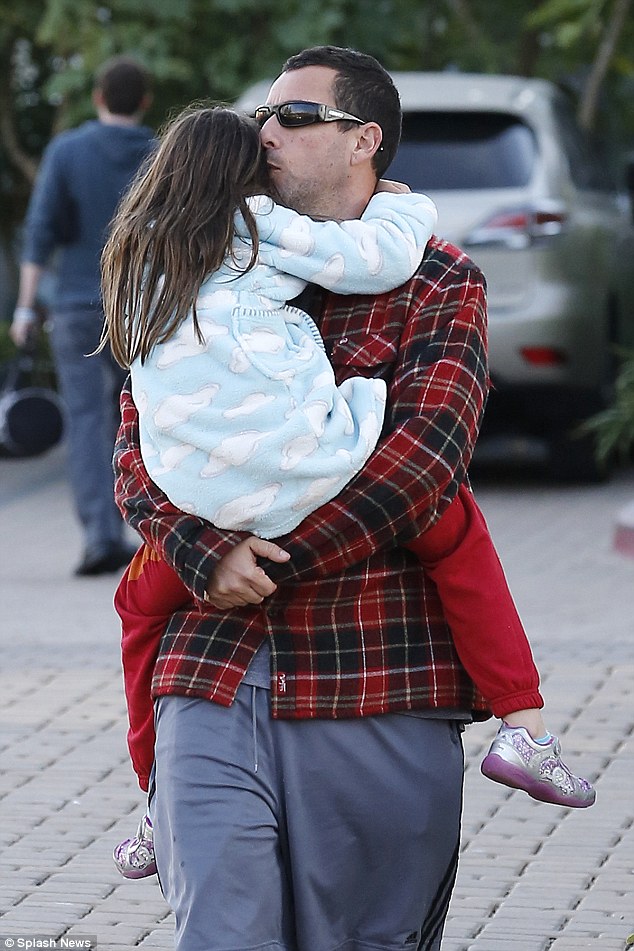 Big Daddy Cool Adam Sandler Gave His Daughter Sunny A Tender Smooch As He Carried