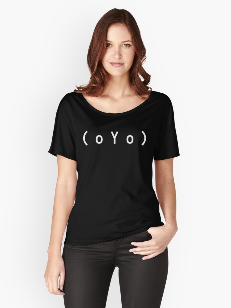 Big Tits Oyo Boobs Sexy Text Emoticon Womens Relaxed Fit Shirt