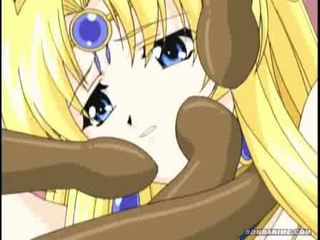 Blond Anime Princess Stuck In Strong Tentacles And Gets Stuffed In Every Hole 1