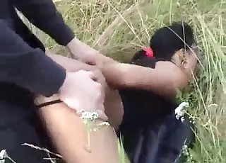 Brutal Sex On The Grass With A Brunette