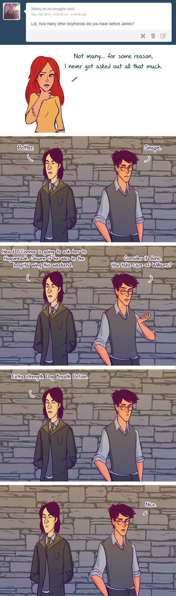 But Theres Also This Important Revelation That James And Severus Might Have Been Unlikely Allies Harry Potter