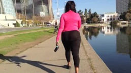Candid Brunette Milf Walking In Tight See Through Leggings Exposes Her Ass