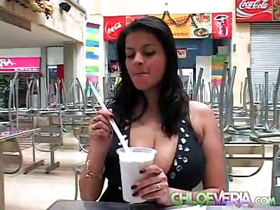 Chloe Veria Teases Huge Tits In Public