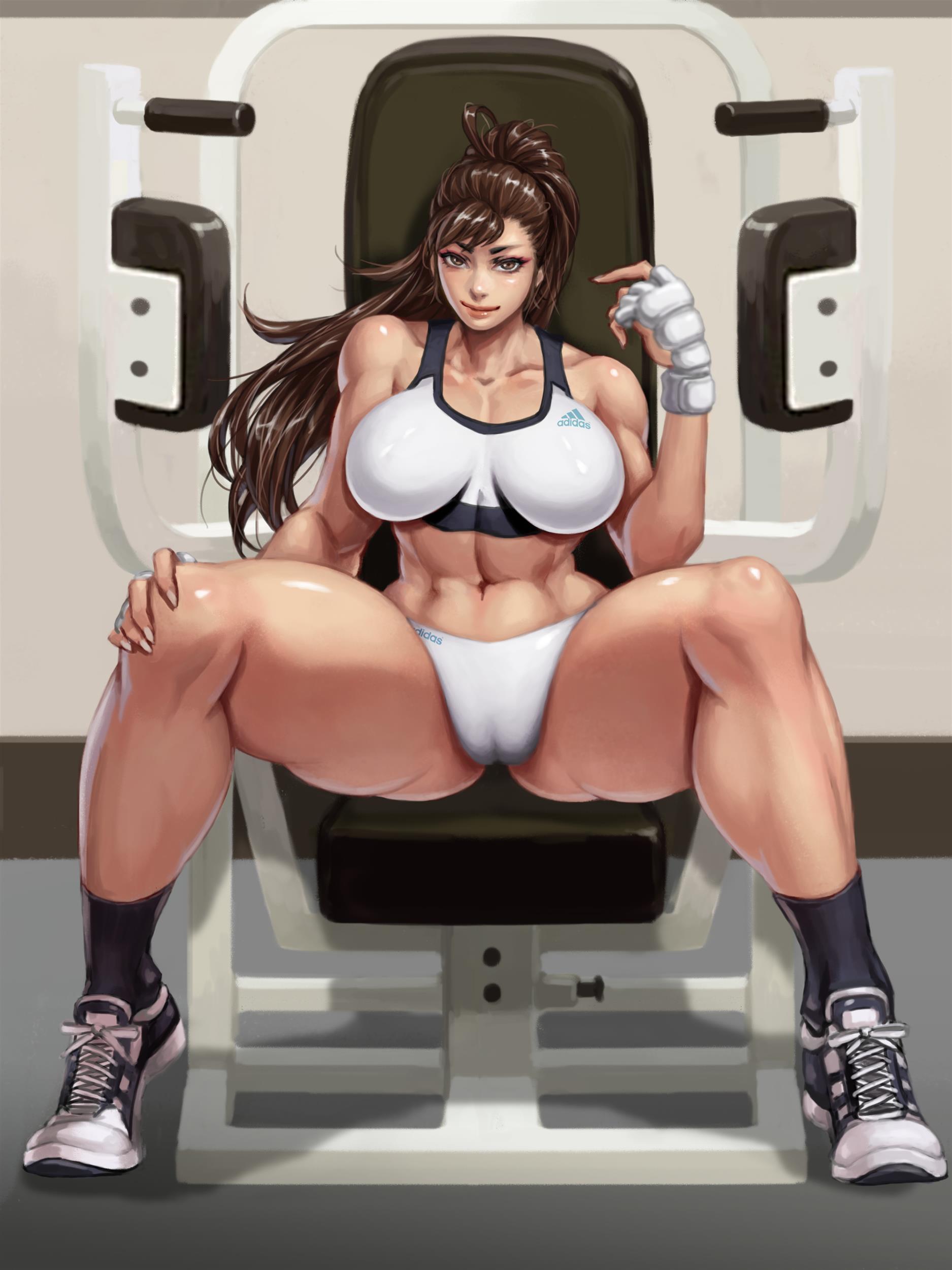 Chun Li Working Out With A Press Looking Thick Fit And Muscular