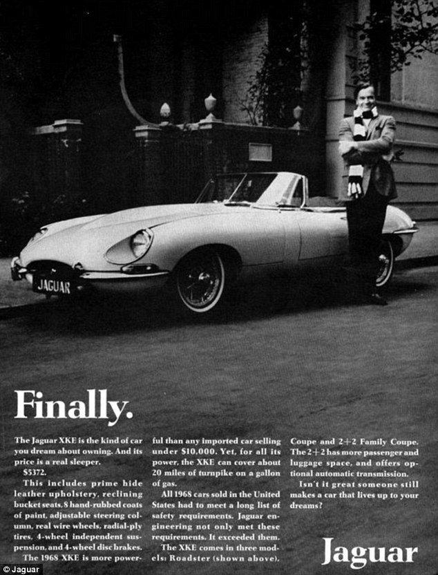 Clever An Advertisement For A Striking Jaguar Xke Model First Released