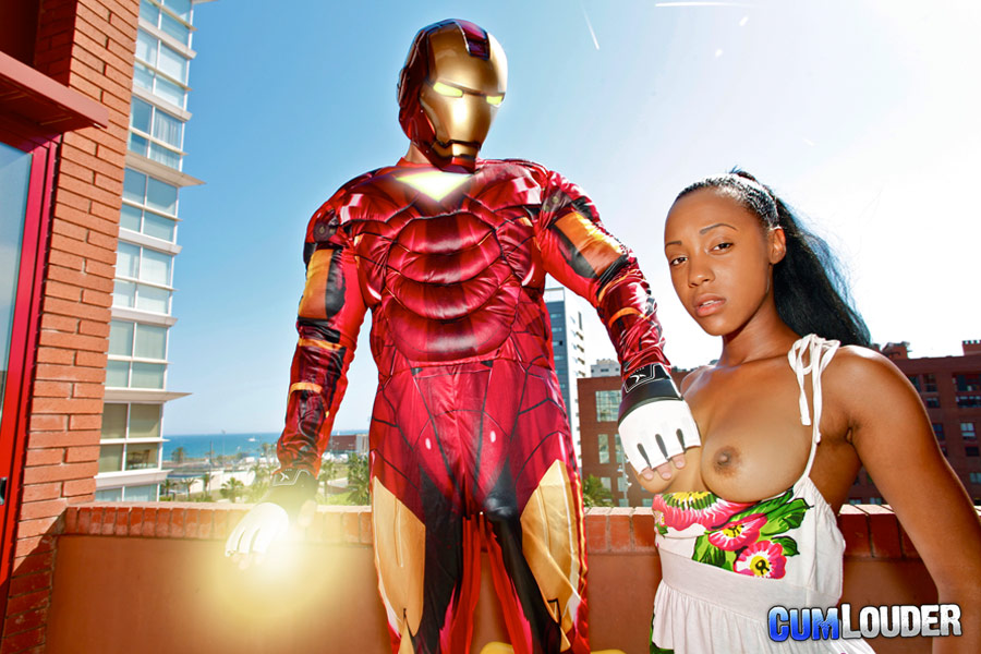 Cute Ebony Babe Gets Fucked A Guy Wearing Iron Man Suit 1