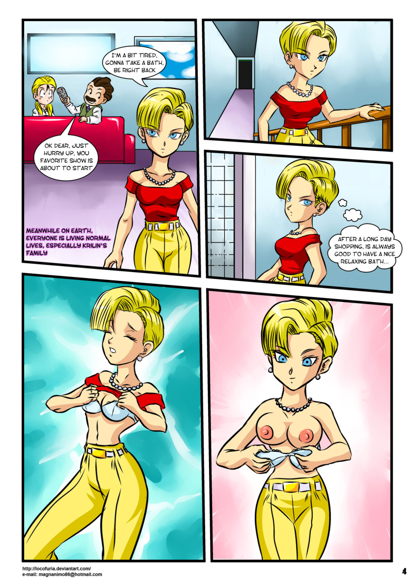 Dbgt Bra Comics Porn Rule Android Blonde Hair Blue Eyes Bra Breasts Comic Couch Jpg