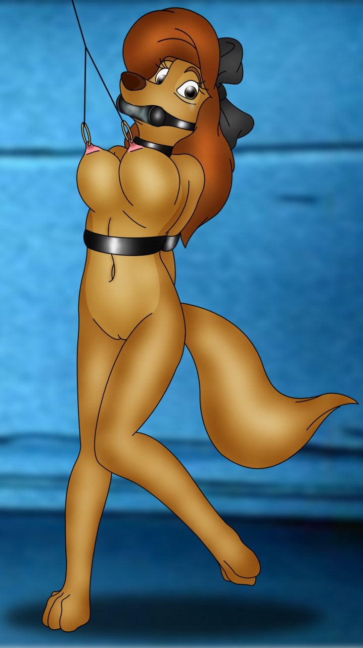 Dixie Fox And The Hound Anthro Arms Behind Back Bit Gag Bondage Bow Breasts