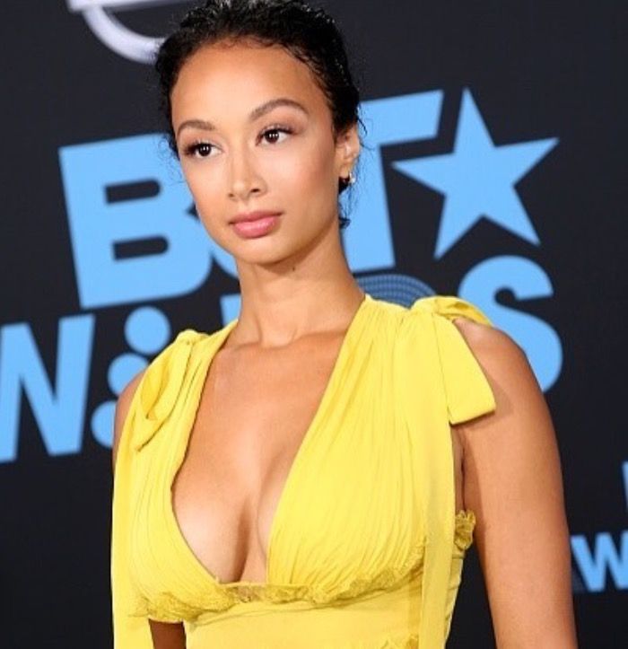 Draya Michele Uses No Heat On Hair And Just Tinted Moisturizer For Bet Awards Red Carpet Look
