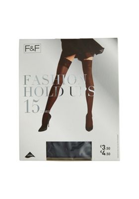 F Lace Top Denier Hold Ups With Lycra Black