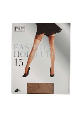 F Lace Top Denier Hold Ups With Lycra Natural