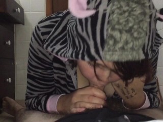 Face Fucking Furry Teen In A Zebra Onesie With Cumshot 1