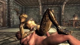 Female Argonian Gets Laid With A Human Guard 2
