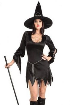 Free Shipping Worldwide For Womens Long Sleeve Sexy Halloween Witch Costume Black On Sale Now