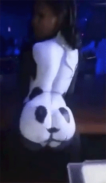 Gif Of Girl Body Painted With A Panda Face On Her Ass Twerking