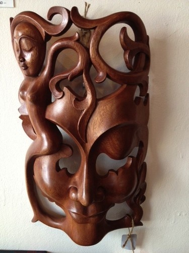 Hand Carved Wood Wall Mask Sculpture Stunning Large Wall Sculpture Bali Art Ebay