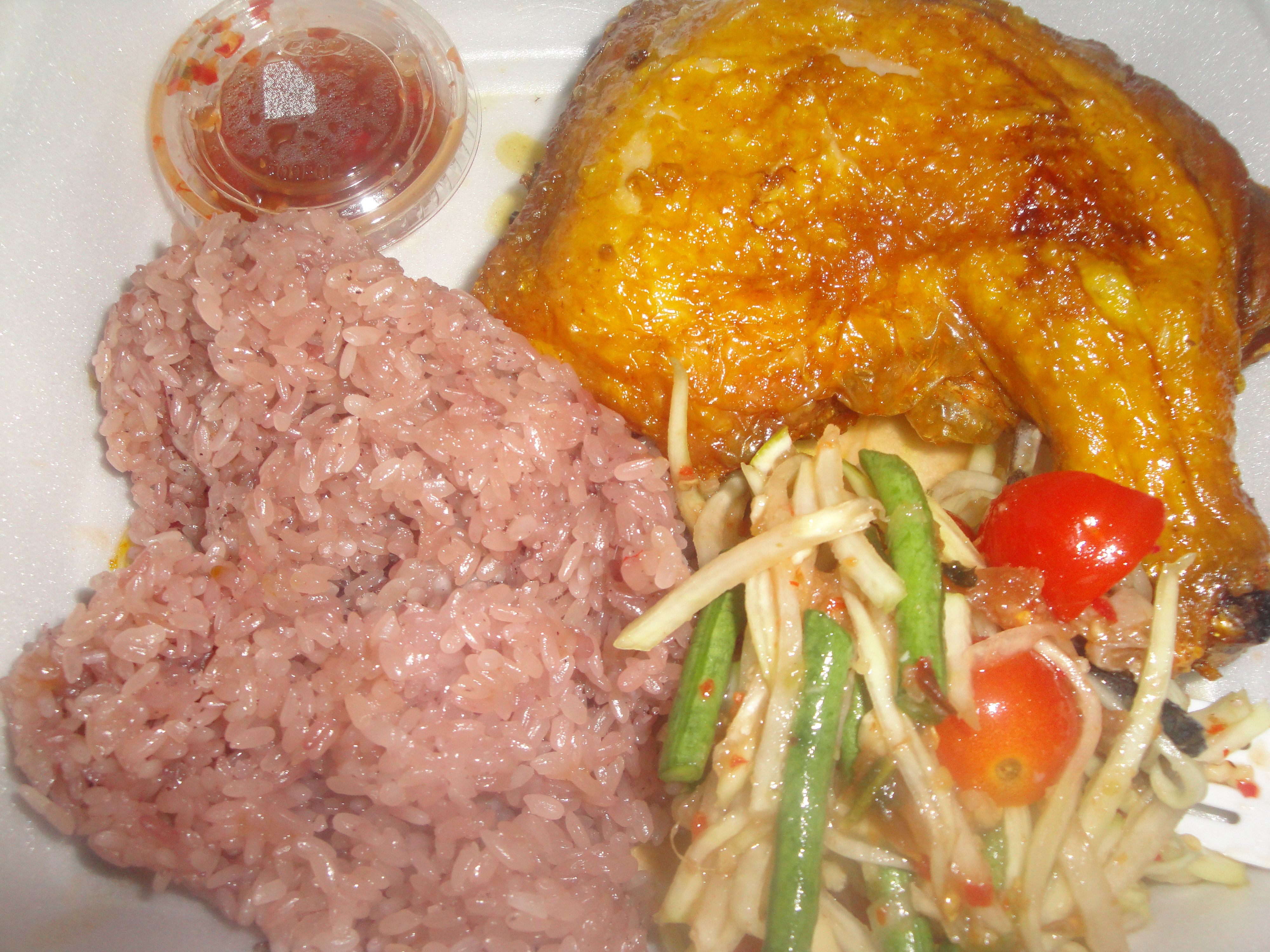 Hmong Comfort Food Roasted Chicken Sticky Rice Papaya Salad