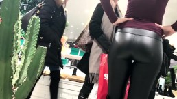 Hot Sexy Blonde Milf Shows Us Her Big Ass In These Tight Leather Leggings