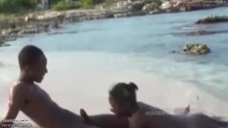 Jamaican Teen Stabbing Her Sweet Punani On Public Beach
