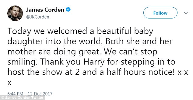 James Corden And Wife Julia Carey Welcome Baby Daughter Daily