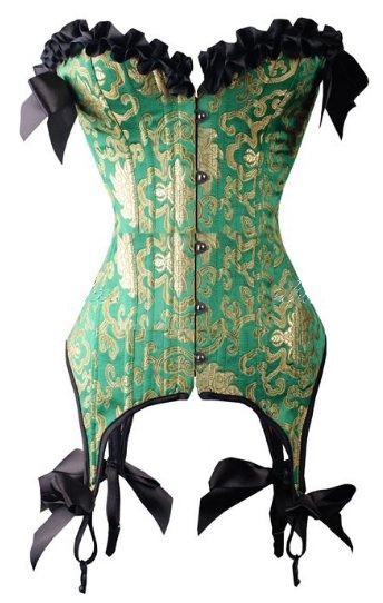 Lace Up Back Garter Steel Boned Corset With Satin Bow Trim