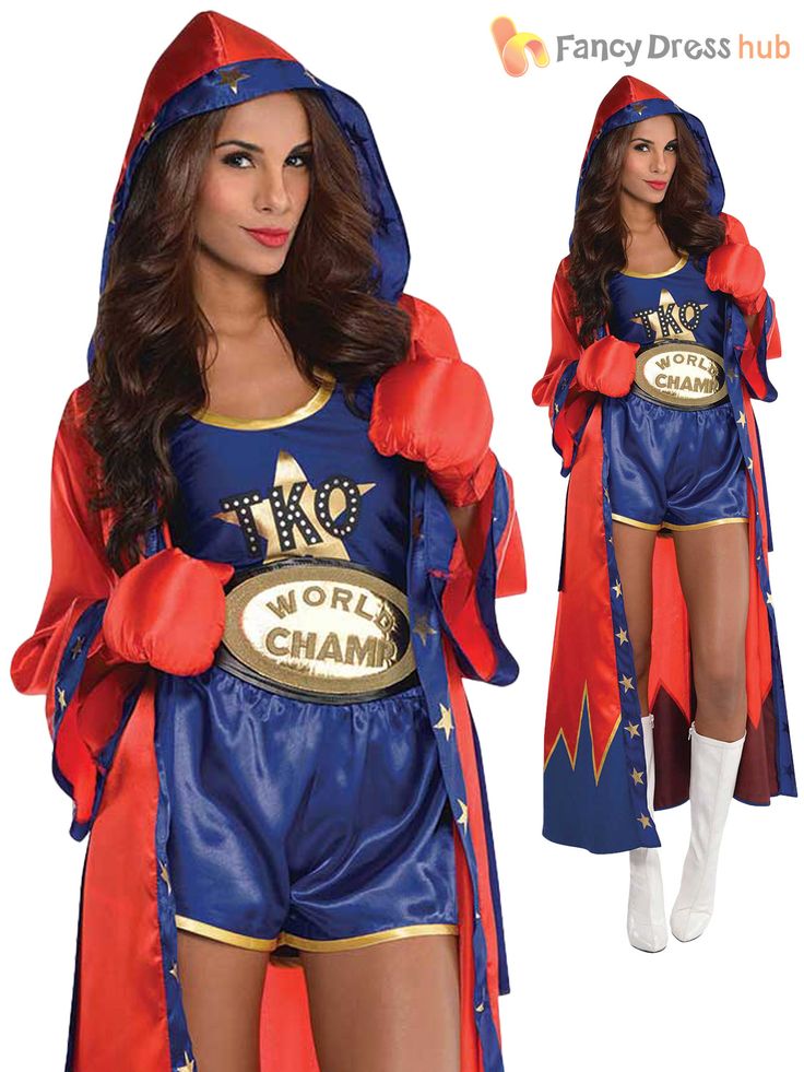 Ladies Sexy Boxer Costume Adults Knockout Fancy Dress Womens Rocky Outfit