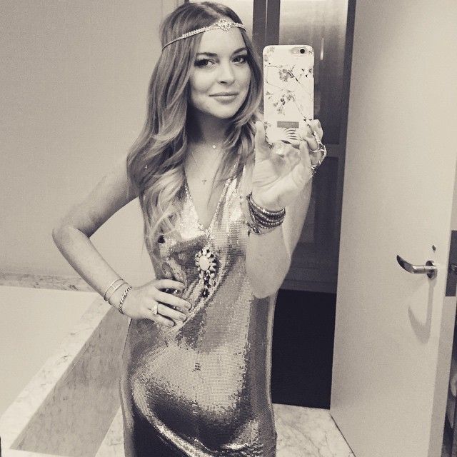 Lindsay Lohan Wearing The Matthew Williamson Chainmail Dress On New Years Eve 1