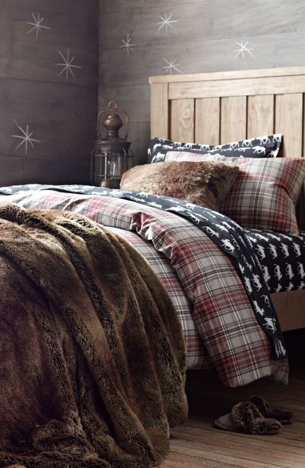 Lodge Plaid Flannel Bedding With Luxe Faux Fur For Happy Hibernating