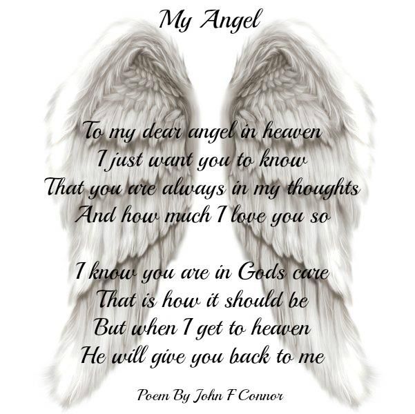 My Angel To Dear Angel In Heaven I Just Want You To Know That You Are Always In Thoughts And How Much I Love You