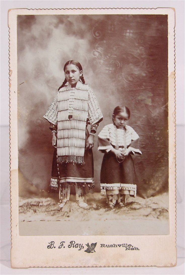 Native American Sioux Indian Girls Cabinet Card Photo Hair Pipe Bone Capes