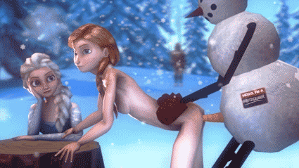 Naughty Snowman Elsa Likes To Watch Her Sis Being Nailed Snowman Gif