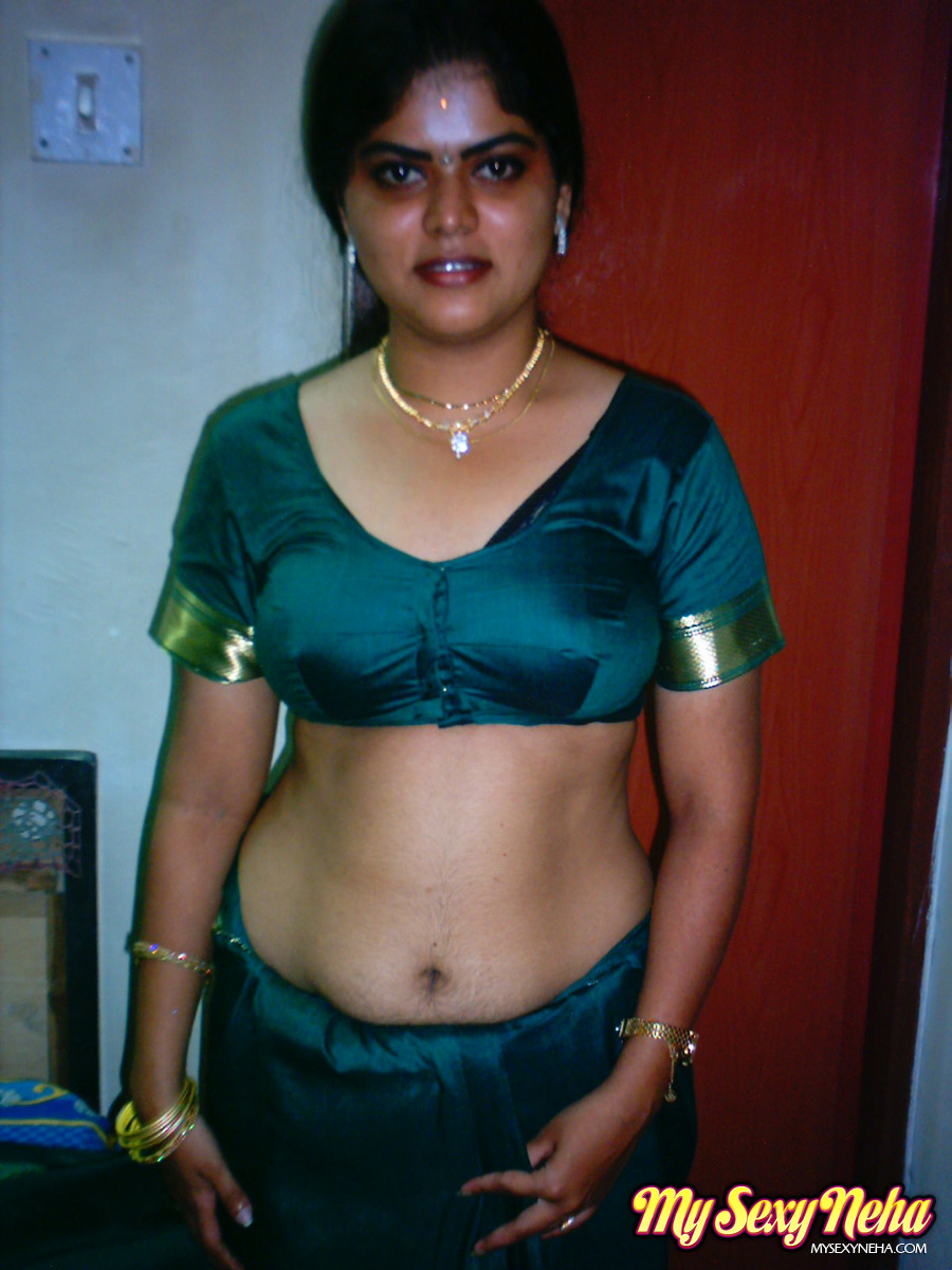 Neha In Traditional Green Saree Stripping Naked Image 3