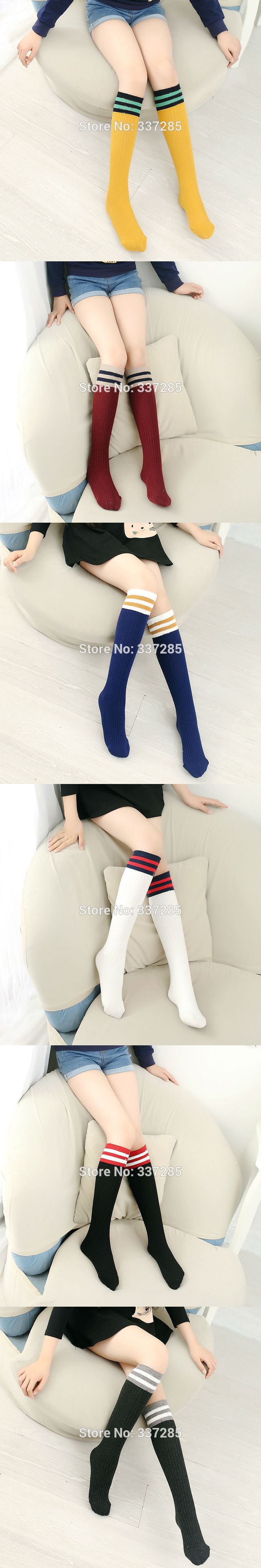 New Warmers Girls Knee High Socks For Baby Children Boys Cotton Lovely Stripe Over Knee Socks