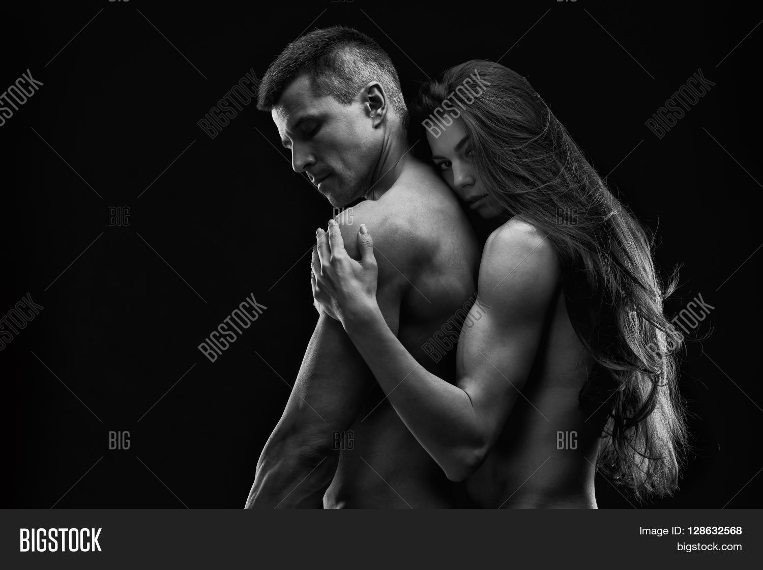 Nude Sexy Couple Art Photo Of Young Adult Man And Woman High Contrast Black