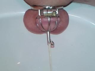 Peeing In Chastity With A Hollow Urethral Plug