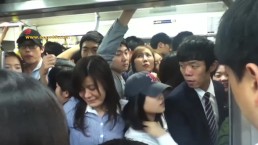 Pressing Inside Crowd Wagon At Metro Subway