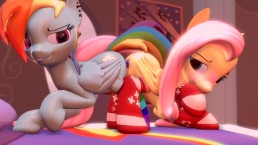 Rainbow Dash Having Fun With Fluttershy With Double Dildo