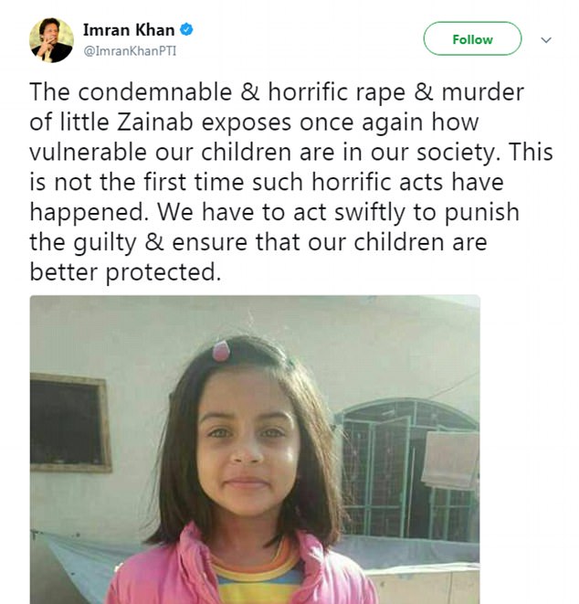 Rape And Murder Of Zainab Ansari Shocks Pakistan Daily Mail Online