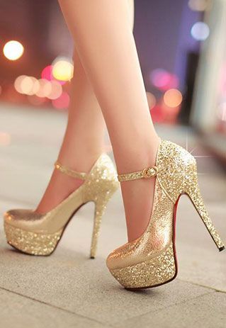 Sexy Elegant Mixing Color Strap High Heeled Shoes How Pretty Gold Shoes Are Perfect If You Want To Look Like A Princess